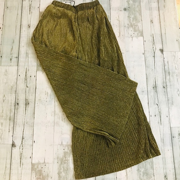 Endless Rose Wide Leg Metallic Gold Pants - Picture 3 of 6